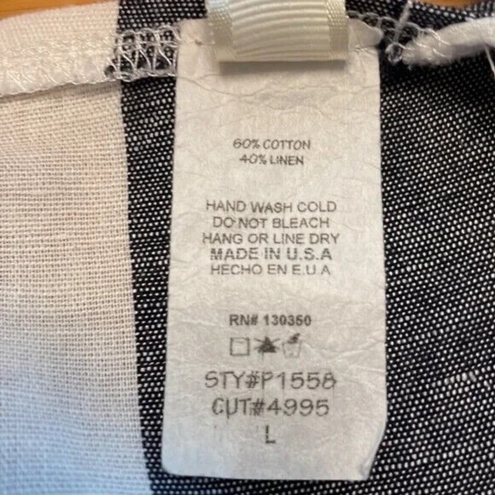 Peppermint Striped Wide Cropped Leg Open Back Linen Blend Jumpsuit White Sz L - Picture 5 of 9